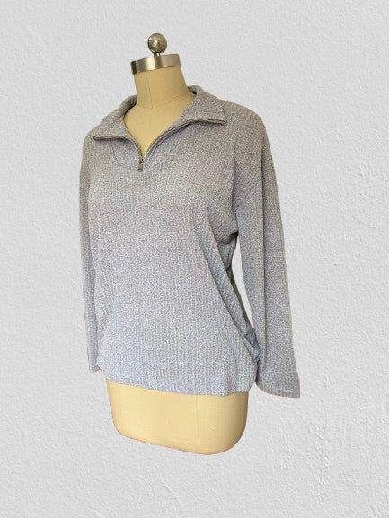 Pull zippé à manches longues en tricot pour femme m300389 