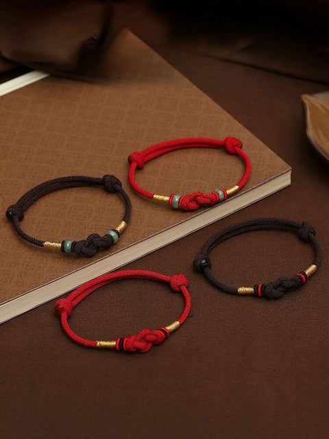 Handgewebtes Armband aus rotem Seil, Paargeschenke für Männer und Frauen, glückverheißendes Jahr der Schlange, Diamantknoten, Handseil aus Jadeperlen m3331253.
