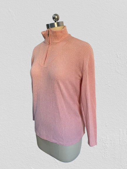 Pull zippé à manches longues en tricot pour femme m300389 