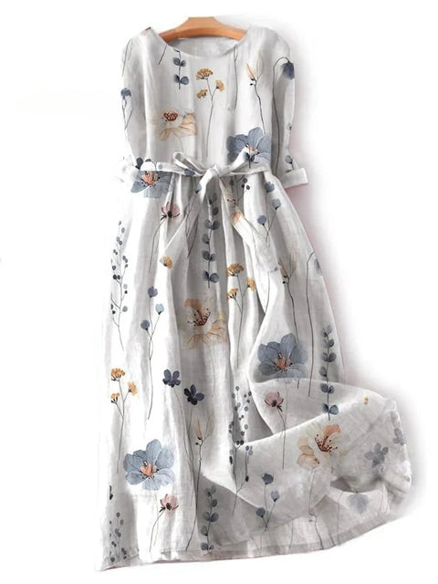 Robe ample à col ras du cou et manches longues pour femme, haut de gamme, imprimée, m301049