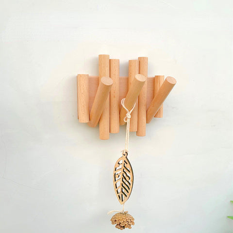 Crochet en bois massif sans perforation, sans marquage et adhésif puissant pour cintre pliant m3331180