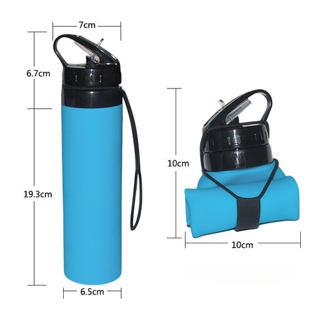 600 ml Outdoor Radfahren Wasserbecher Tragbarer faltbarer Silikon-Wasserbeutel Geschenk Sportwasserflasche M3330622 