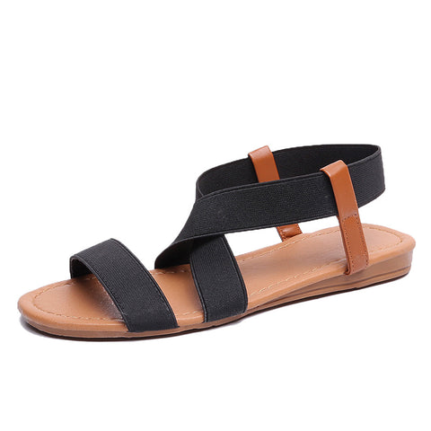 Europäische und amerikanische flache Fischmaulsandalen, elastische Römersandalen für Damen, m3331113 