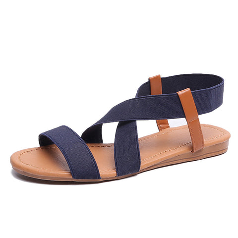 Europäische und amerikanische flache Fischmaulsandalen, elastische Römersandalen für Damen, m3331113 