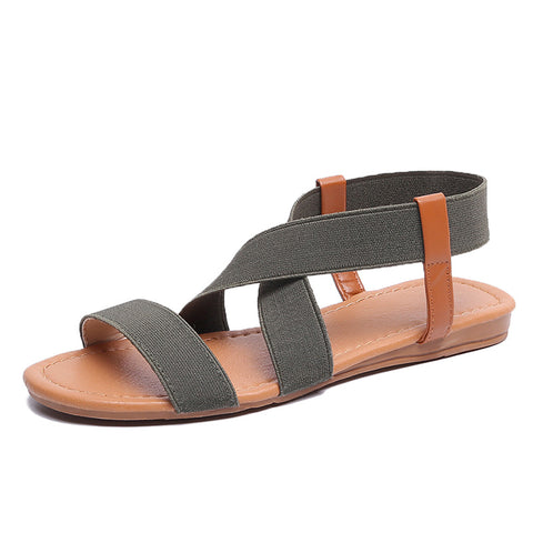 Europäische und amerikanische flache Fischmaulsandalen, elastische Römersandalen für Damen, m3331113 