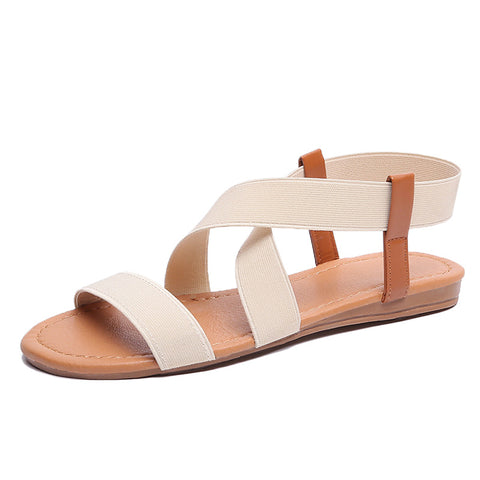 Europäische und amerikanische flache Fischmaulsandalen, elastische Römersandalen für Damen, m3331113 
