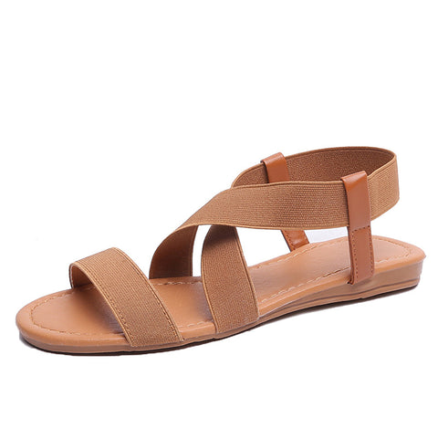 Europäische und amerikanische flache Fischmaulsandalen, elastische Römersandalen für Damen, m3331113 