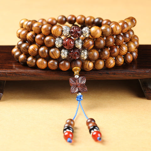 Bracelet en perles naturelles de Bouddha Huanghuali vietnamiennes, bracelet en bois de rose et lotus, bracelet en bois parfumé Wenwan m3331302