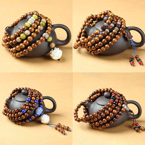 Bracelet en perles naturelles de Bouddha Huanghuali vietnamiennes, bracelet en bois de rose et lotus, bracelet en bois parfumé Wenwan m3331302