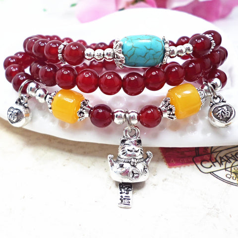 Naturstein Kristall Armband weiblich Wangfu Stein Achat Granat m3331298 