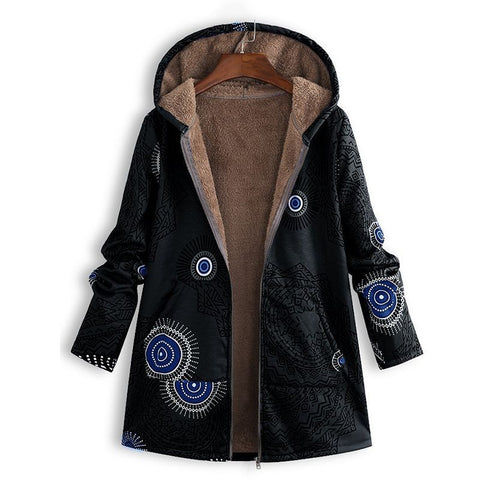 New women's clothing su leaf print hooded long-sleeved retro coat m301623