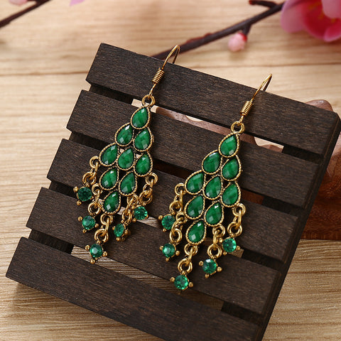 Boucles d'oreilles en éventail à pompons de paon, accessoire m3331112
