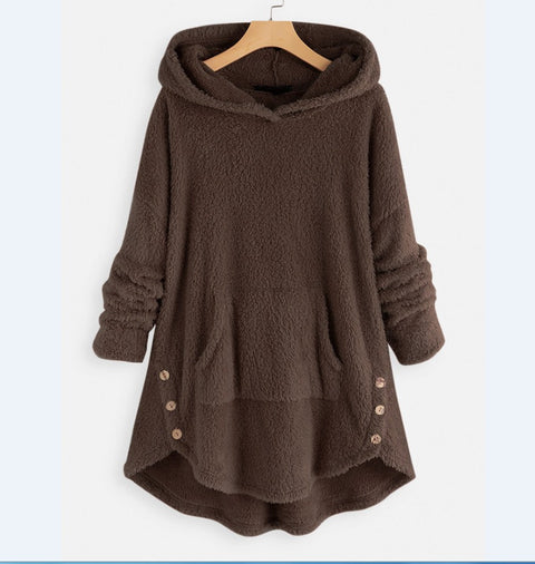 Kapuzenpullover Langarm doppelseitiger Samt mittlerer und langer Pullover m300435 