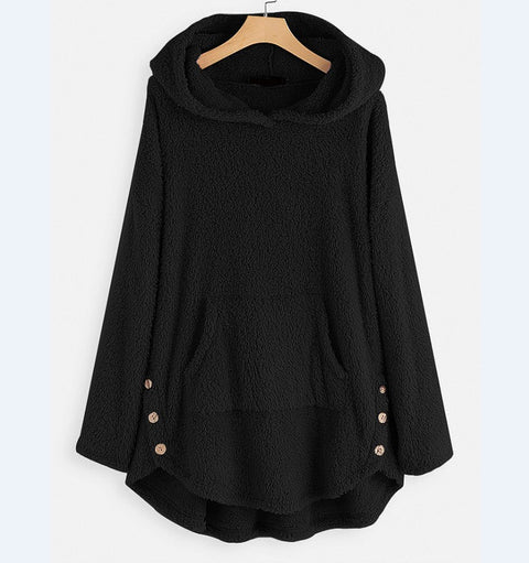Kapuzenpullover Langarm doppelseitiger Samt mittlerer und langer Pullover m300435 