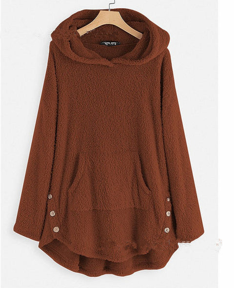 Kapuzenpullover Langarm doppelseitiger Samt mittlerer und langer Pullover m300435 