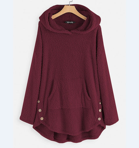 Kapuzenpullover Langarm doppelseitiger Samt mittlerer und langer Pullover m300435 
