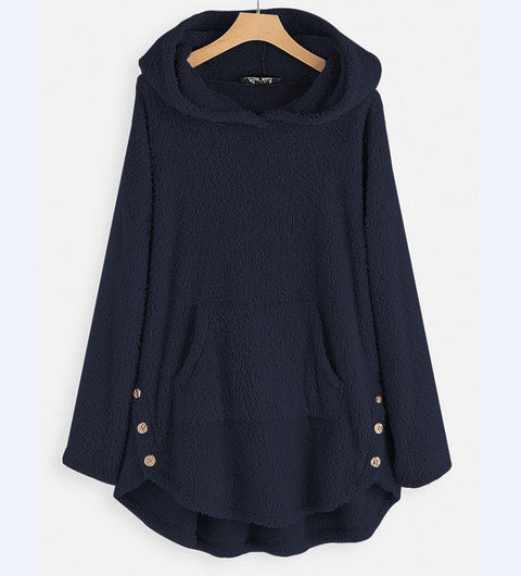 Kapuzenpullover Langarm doppelseitiger Samt mittlerer und langer Pullover m300435 