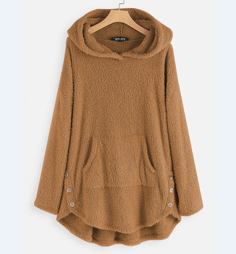 Kapuzenpullover Langarm doppelseitiger Samt mittlerer und langer Pullover m300435 