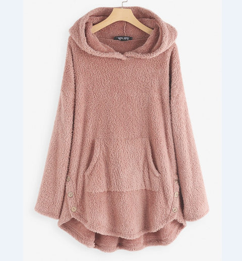 Kapuzenpullover Langarm doppelseitiger Samt mittlerer und langer Pullover m300435 