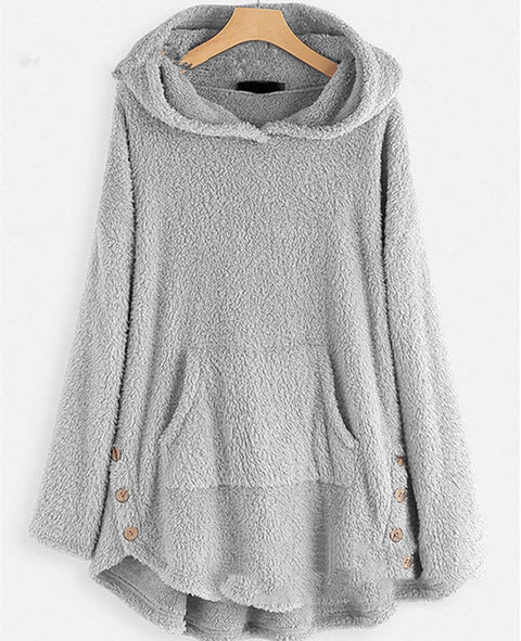 Kapuzenpullover Langarm doppelseitiger Samt mittlerer und langer Pullover m300435 