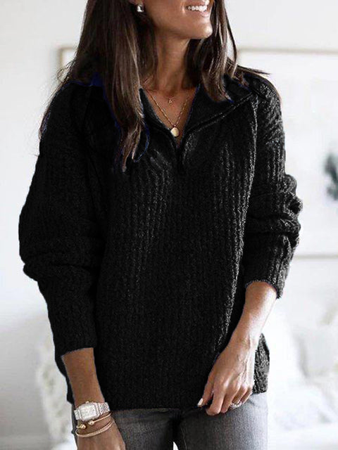 Pull zippé à manches longues en tricot pour femme m300389 