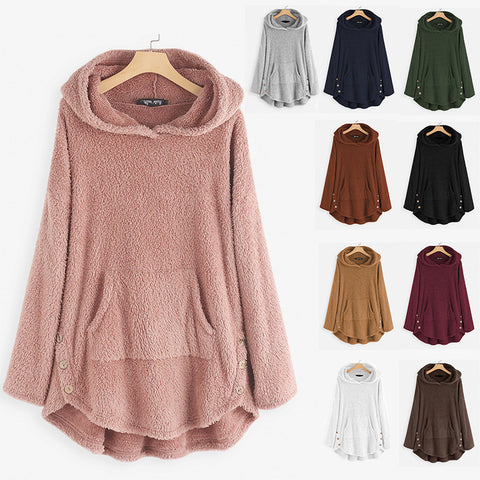Kapuzenpullover Langarm doppelseitiger Samt mittlerer und langer Pullover m300435 