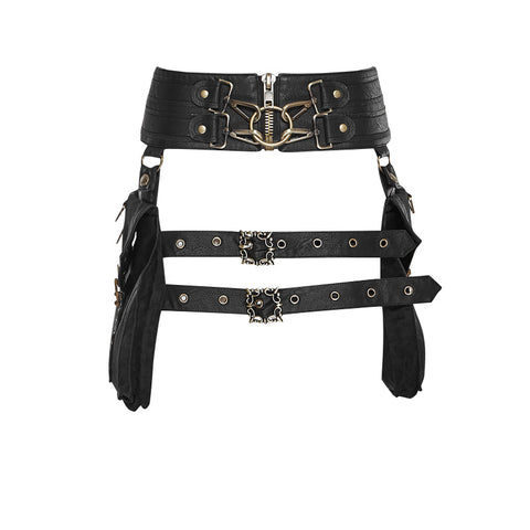 Sac banane rétro en cuir PU pour femme, style punk européen et américain, pour l'extérieur, avec décoration pour téléphone portable, m3331139