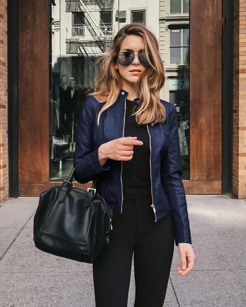 Autumn and winter women's fashion leather PU suit jacket m301933