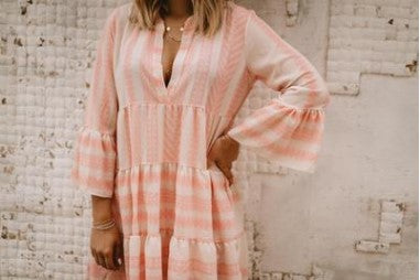 Robe imprimée ample col V en mousseline de soie jupe courte plissée m300054 