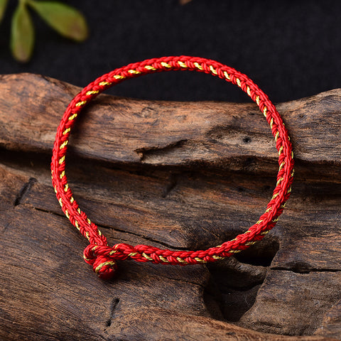 Bracelet en corde rouge pour l'année de la naissance, corde rouge tissée à la main à quatre côtés et huit brins de style ethnique m3331242