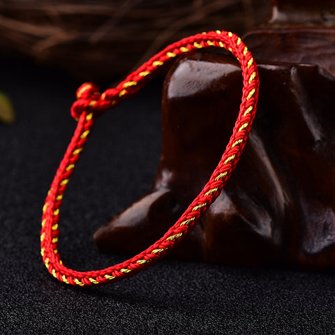 Bracelet en corde rouge pour l'année de la naissance, corde rouge tissée à la main à quatre côtés et huit brins de style ethnique m3331242