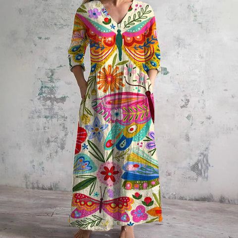 3D-Druck Sommer urban lässig lockeres Kleid Damen m301037