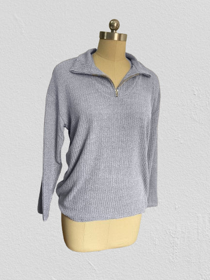 Pull zippé à manches longues en tricot pour femme m300389 