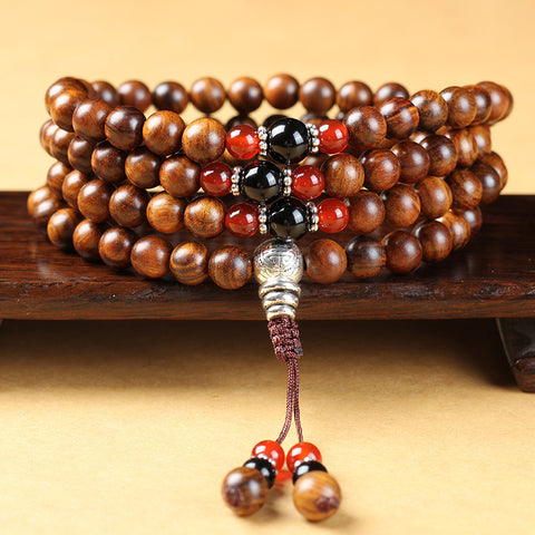 Bracelet en perles naturelles de Bouddha Huanghuali vietnamiennes, bracelet en bois de rose et lotus, bracelet en bois parfumé Wenwan m3331302