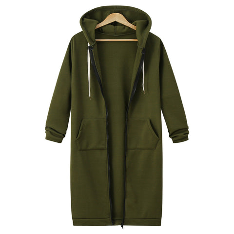 Hooded long-sleeved medium and long sweater fleece shirt long jacket m301588