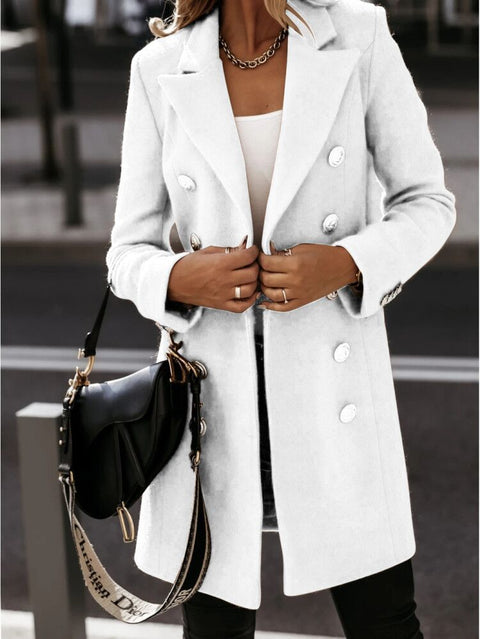 Autumn and winter long-sleeved suit collar double-breasted Nizi jacket coat women's m300540