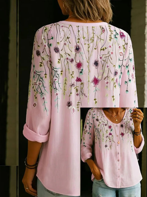 3D digital printing floral pattern women's long-sleeved buckle cardigan top m302703