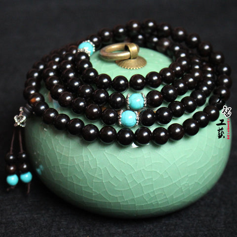 Chapelet en ébène 108 grains avec perles m3331297