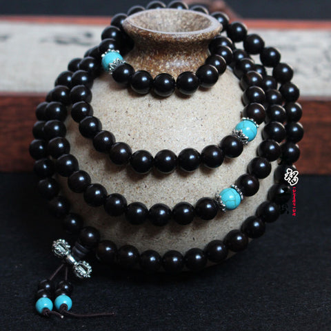 Chapelet en ébène 108 grains avec perles m3331297