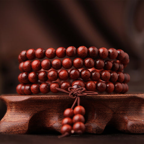 Bracelet en bois de santal rouge lobulaire à haute densité, 108 perles de Bouddha en bois de santal sanguin de Zambie à grain lisse et à haute teneur en huile, m3331319 
