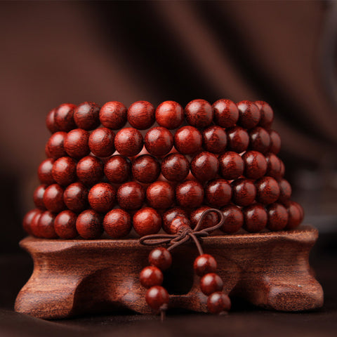 Bracelet en bois de santal rouge lobulaire à haute densité, 108 perles de Bouddha en bois de santal sanguin de Zambie à grain lisse et à haute teneur en huile, m3331319 