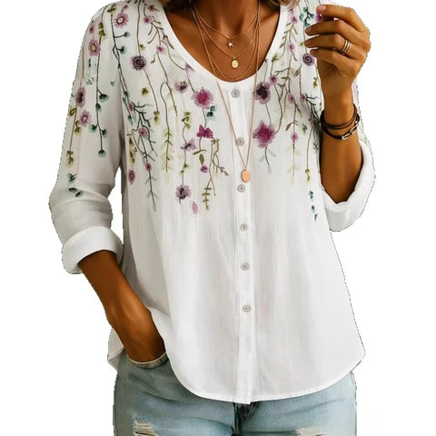 3D digital printing floral pattern women's long-sleeved buckle cardigan top m302703