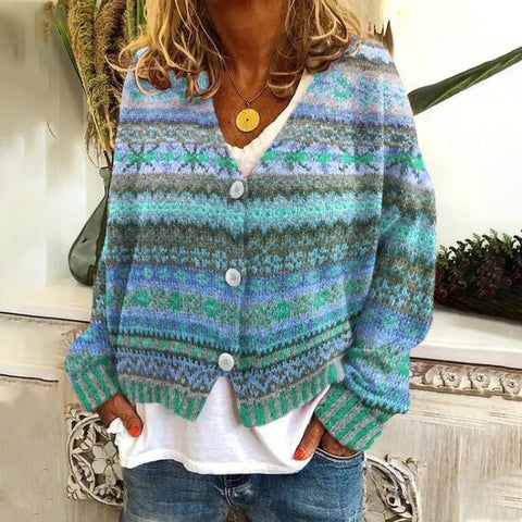 New Christmas abstract print casual cape jacket cardigan sweater m301665
