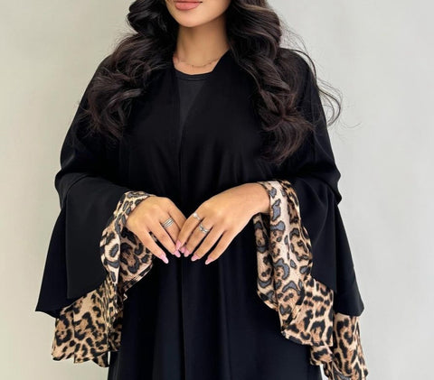 Neues Kleid mit Leopardenmuster, langer Rock, Strickjacke, M301185 