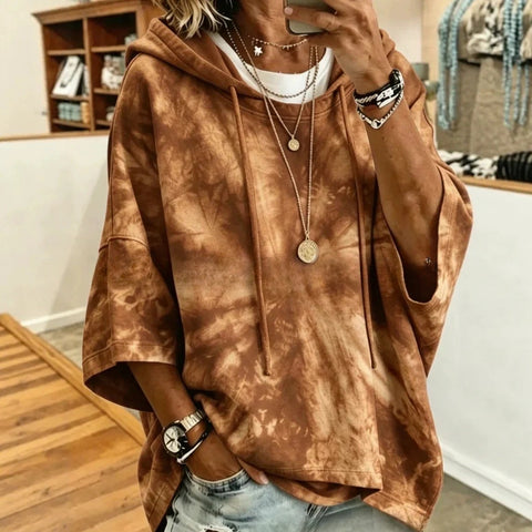 Casual hooded mid-sleeved women's fashion 3D printing casual foreign trade Amazon independent station women's sweater m303002