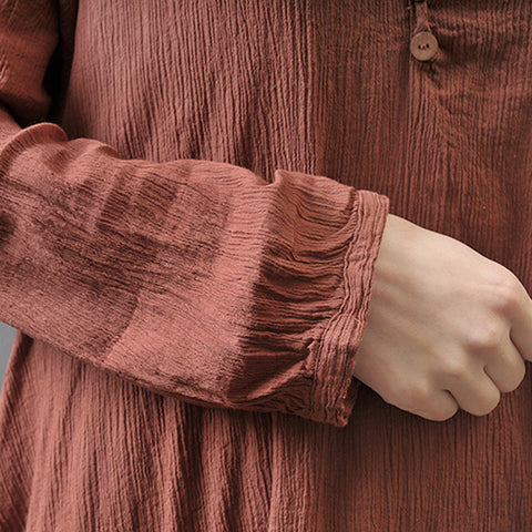 Spring and Autumn Break two-piece long dress literary pendulum linen dress loose long-sleeved cotton and linen skirt m302521