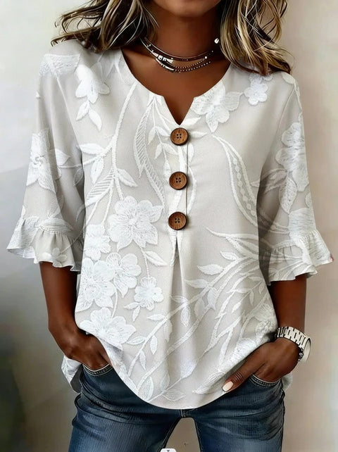 3D digital printing floral pattern women's long-sleeved buckle cardigan top m302703