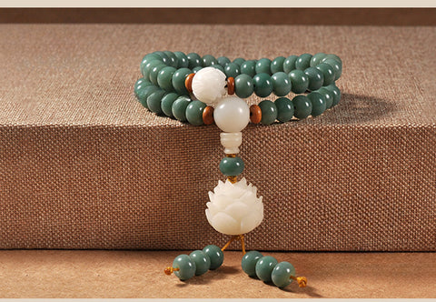 Natürliche grüne Haut verwitterte grüne Yin-Haut Bodhi-Wurzel-Armband 108 Stück, Bodhi-Samen Wenwan Buddha-Perlen Rosenkranz m3331235