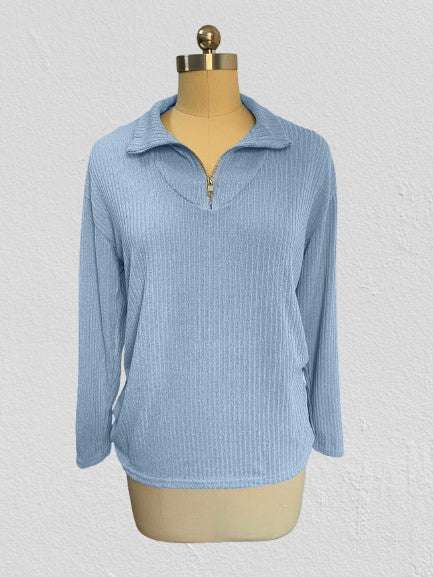 Pull zippé à manches longues en tricot pour femme m300389 