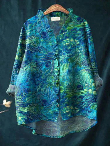 Damen T-Shirt mit Rundhalsausschnitt und lockerem Druck in Übergröße, m301365 